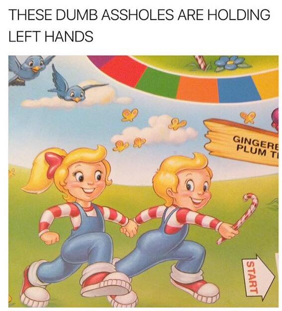 Holding left hands